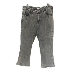 AVA&VIV Plus Size Ankle Bootcut Jeans, Charcoal Black Grey Stretch Denim